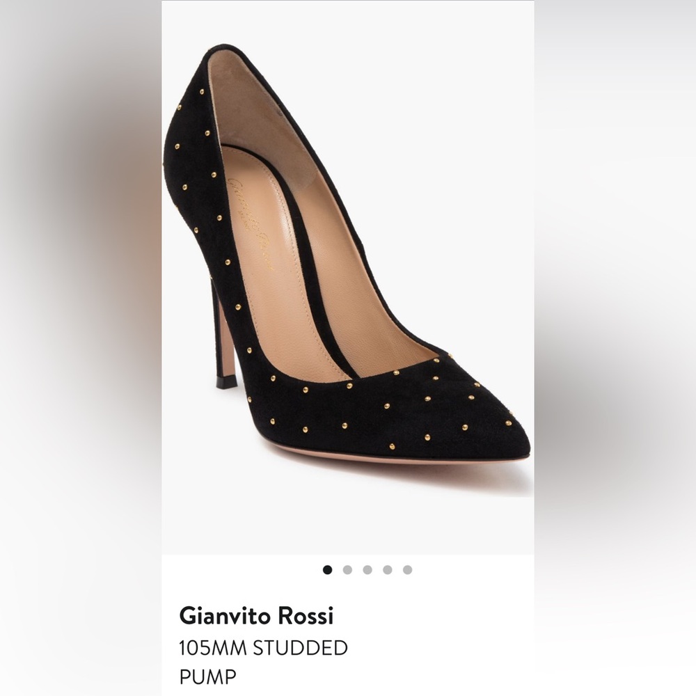 Gianvito Rossi Black and Gold Studded Heels